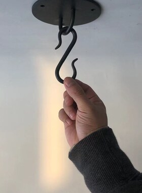 中式烛台吊顶底座 挂架 日式铁器 自在钩挂N架 铁壶悬挂架 茶室