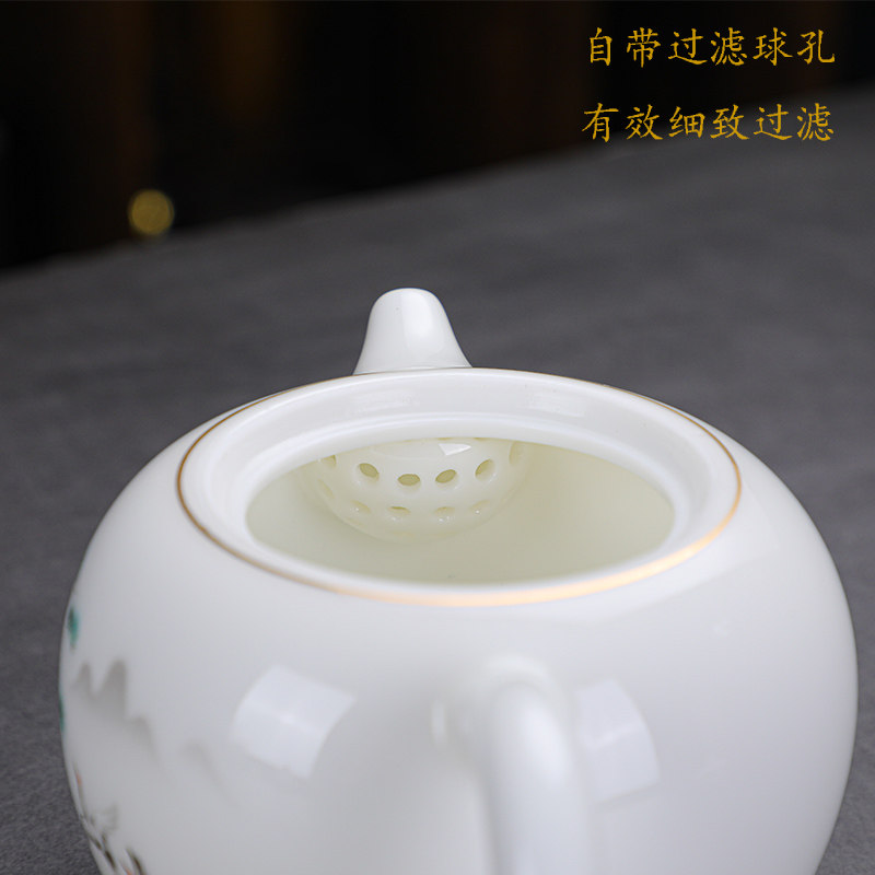 国风羊脂玉瓷泡i茶壶单壶家用功夫茶具冲茶壶手工白色小瓷壶耐高