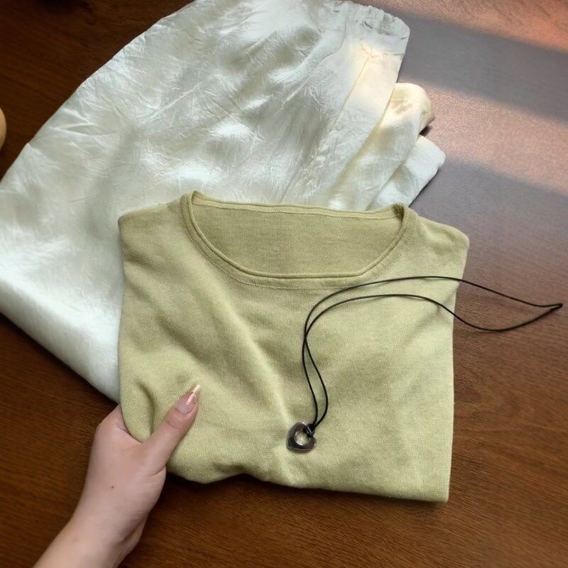 初夏季温柔风搭配一整套装女韩系松弛感冰丝针织衫上衣搭配半身裙