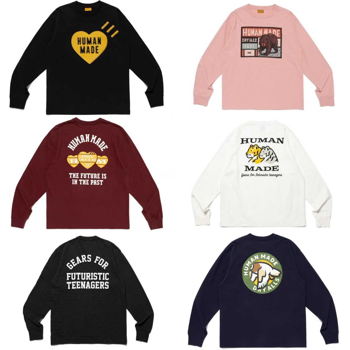 潮牌human情侣印花长袖T恤重磅