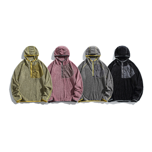 Air呼吸绒 日系户外潮牌恒温保暖连帽卫衣山系半拉链外套 现货