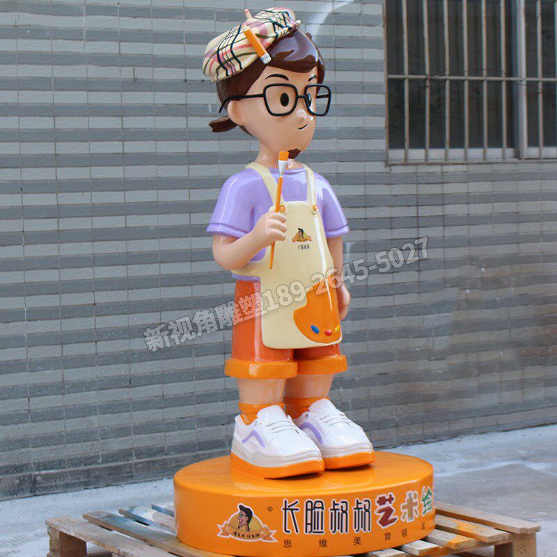 玻璃钢卡通人物雕塑 校园门口大玩偶摆件 大型户外IP公Y仔校园雕