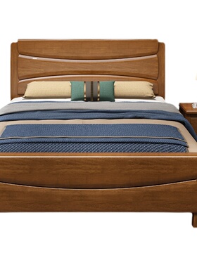 中式实木床1.2米1.p35米单人床1米小户型童床1.5米双人床储物床