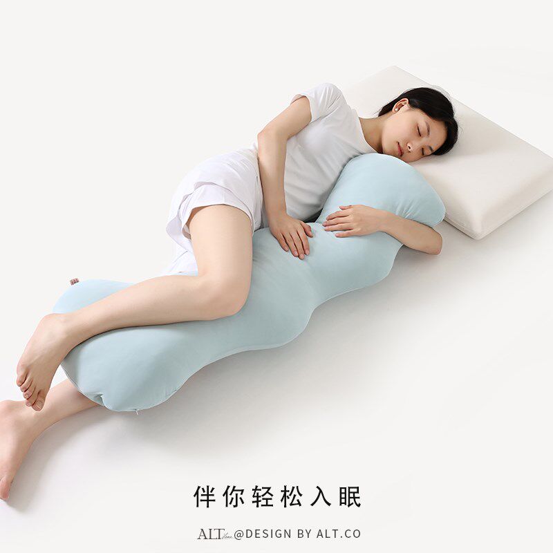夏天波浪长条抱枕睡觉夹腿女生孕妇侧睡床上靠垫W男生款可拆洗