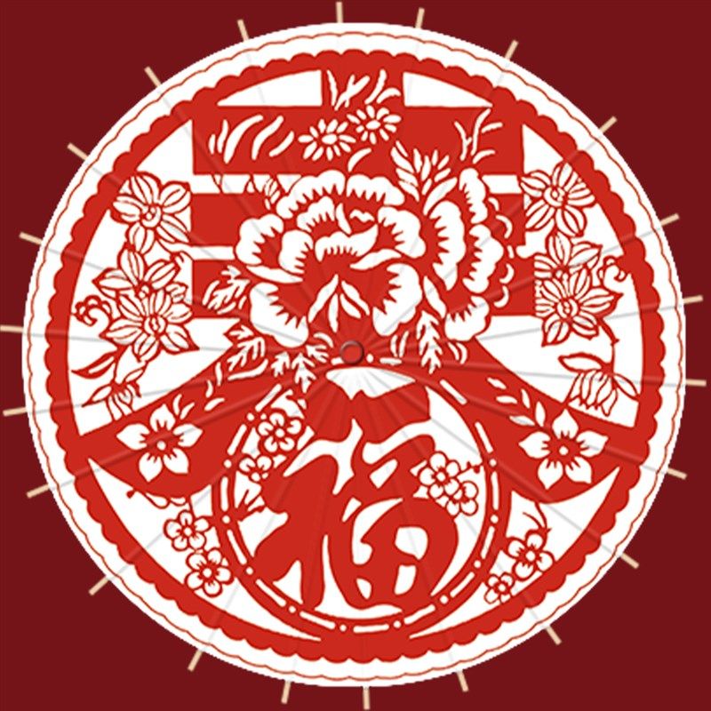 2024新款龙年剪纸古风伞节日除夕春节装饰油纸伞