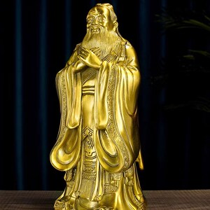 纯铜孔子孔夫l子摆件铜像铜雕家居书房装饰礼品