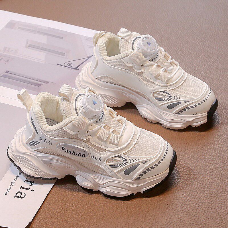 春秋季2025新款旋转扣男童轻便老爹鞋透气网面Q运动鞋小男孩跑步