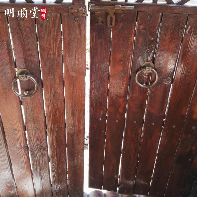 中式仿古大门小号纯铜拉环简约木门铜门环单N孔铜拉手圆把手铜配