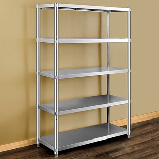 不锈钢货架厨房置物架p落地多层收纳架微波炉烤箱架五层商用储物