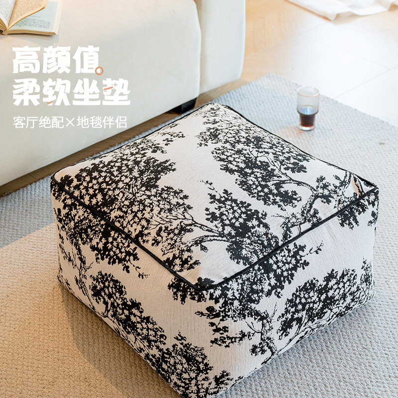 水墨蒲团坐墩懒人客厅沙发脚踏y凳地上看书坐垫换鞋墩子含芯可拆