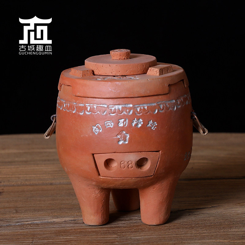 童文鼎闽西副榜炉茶室桌面手工小炭炉茶炉风炉红泥U小火炉功夫茶