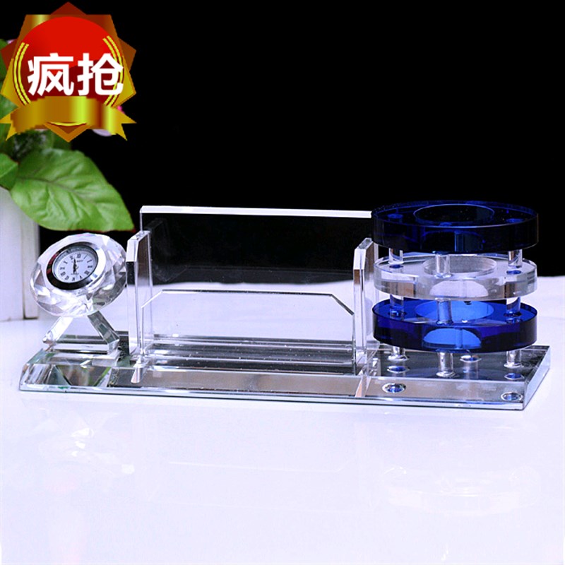 水晶笔筒摆件商务礼品工艺教师节D定制同学聚会会家居摆设时尚