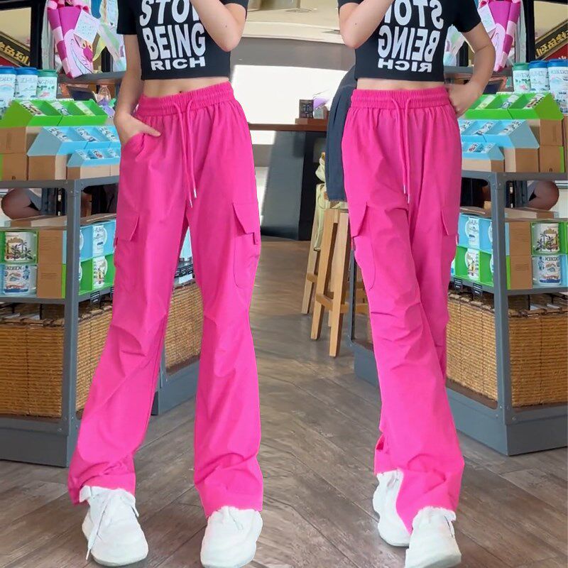 工装裤女款裤子夏季女装2024新款爆款高腰宽松休闲冰丝速干运动裤