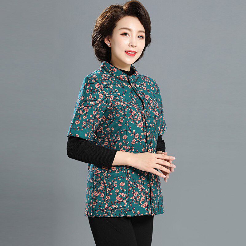 中老年人坎肩女保暖马甲妈妈棉袄短袖夹棉衣服老太太奶奶冬装外套