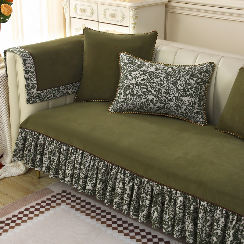 美式沙发垫复古防滑北欧轻奢高级感欧式沙发套纯色盖布四季通用