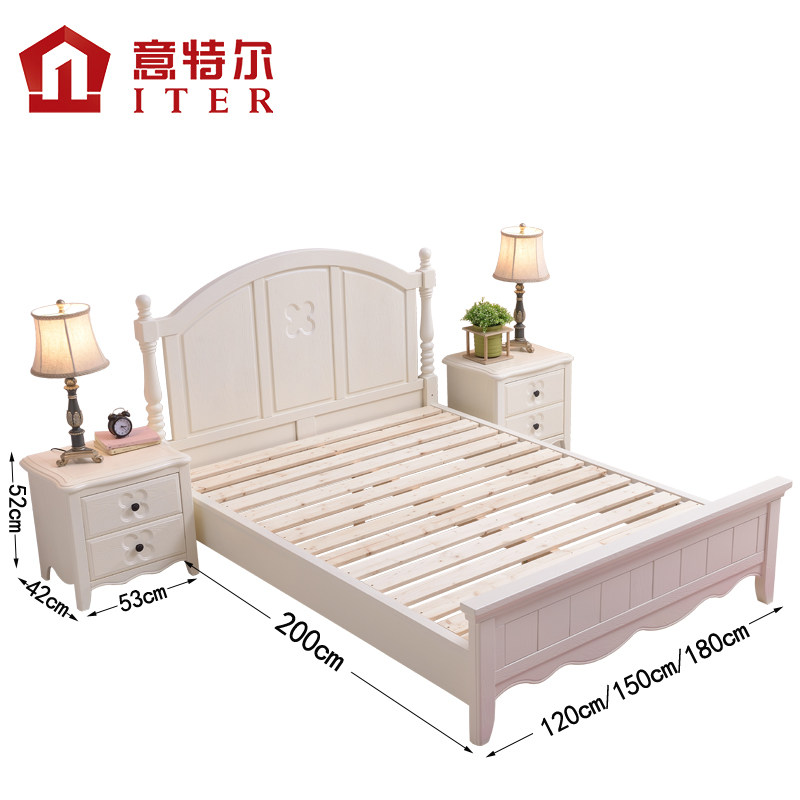 儿童实木床1.35少女单人床x公主床欧式现代简约儿童房家具组合套