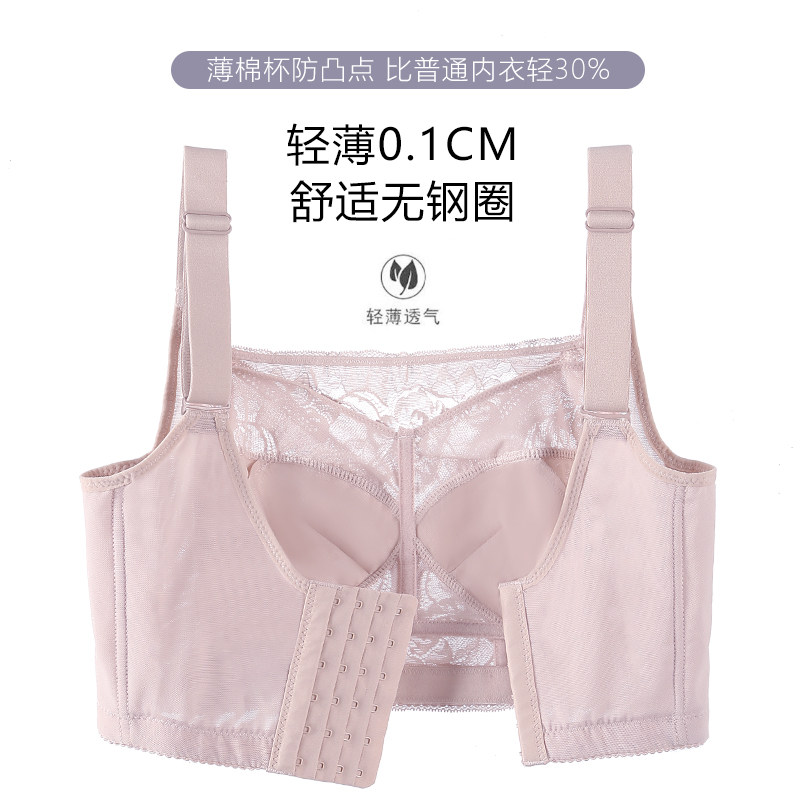 大码内衣大胸显小全罩杯抹胸防走光束胸薄款收副T乳防下垂夏季文