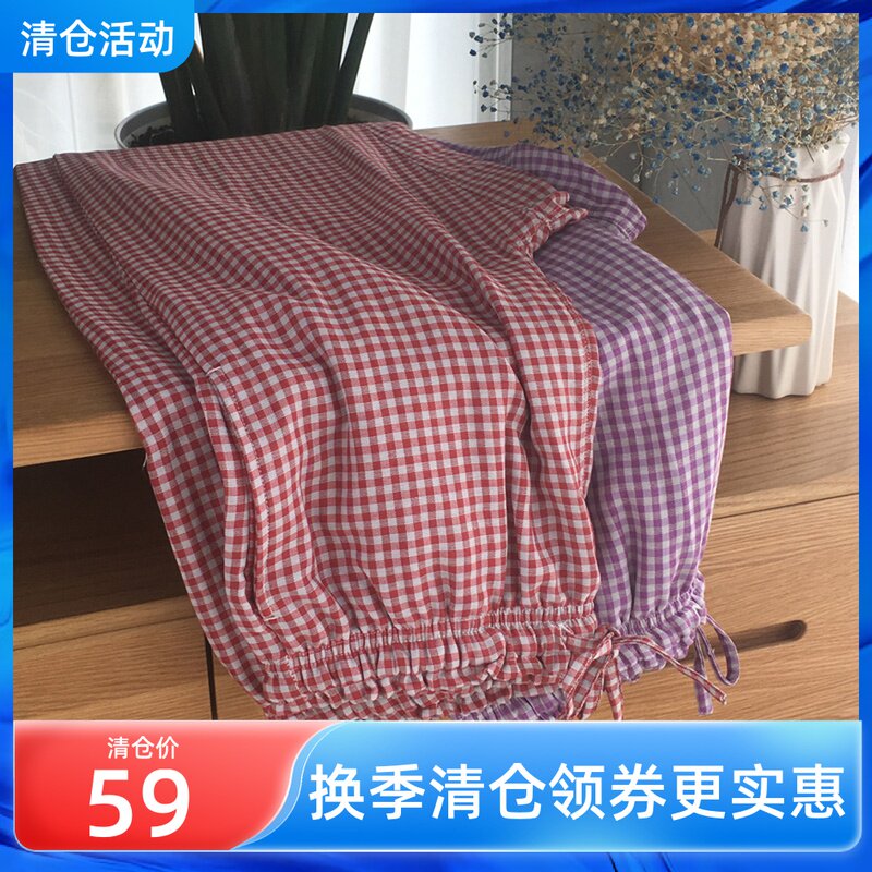 睡裤女夏季长裤纯棉双层棉纱家居裤睡觉裤子宽松全棉月子居空调裤
