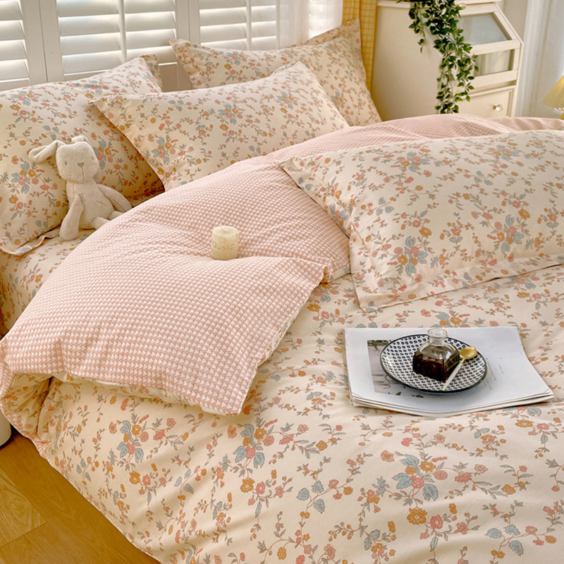 小清新被套单件全棉床单被罩田园风小碎花单人U被单三件套夏季