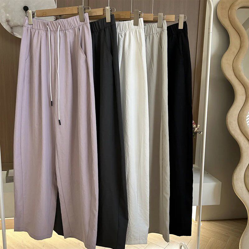 慵懒风纸片山本裤女夏季薄款宽松显瘦高腰垂感直筒阔腿裤休闲长裤