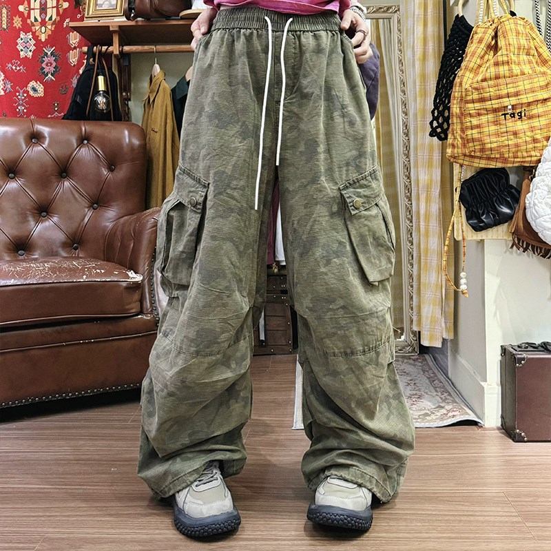 【十万八万】美式辣妹扎染迷彩工装裤男女高街跳舞阔腿裤休闲裤潮