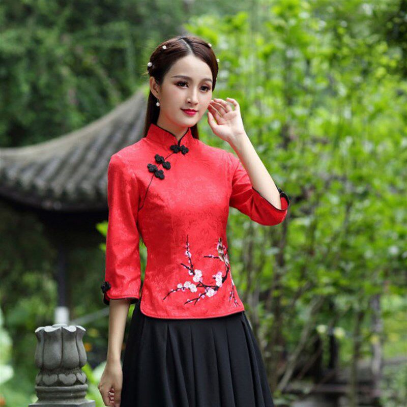 大码上衣改良旗袍春夏新款旗袍两件套装唐装茶艺中式汉服女中国风