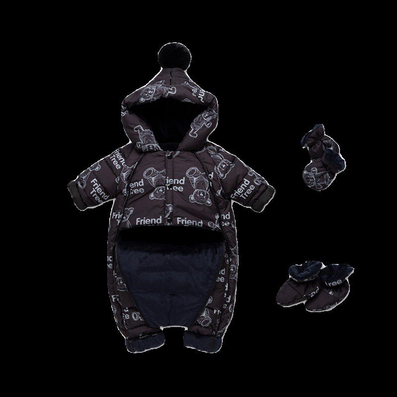 婴儿羽绒服连体衣男宝女宝加厚外出服婴幼L儿宝宝防风抱衣爬服冬