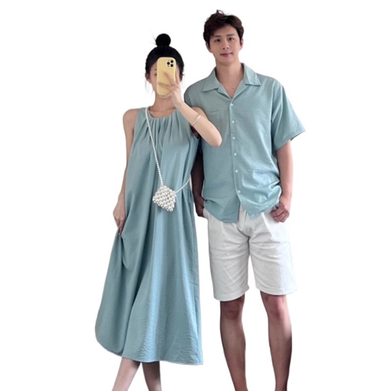 情侣装夏季一裙一衣法式设计感小众2025新款七夕U海边度假你衣我
