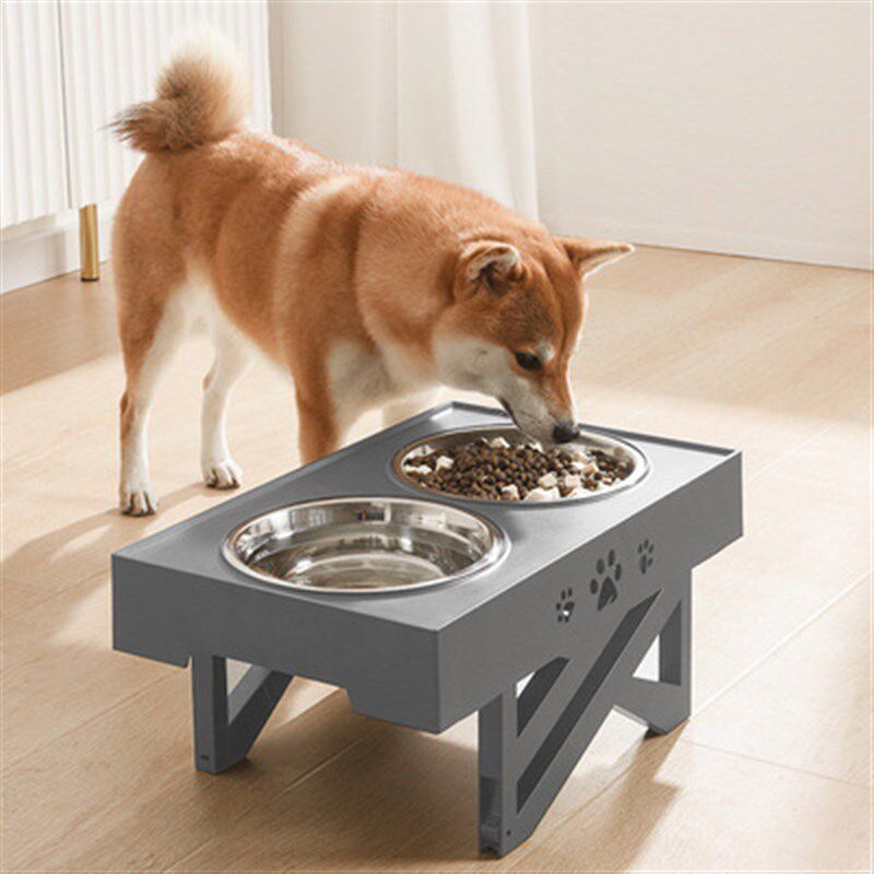 宠物狗碗盆c金毛大中小型犬喂食器食盆不锈钢碗狗盆食具护颈升降