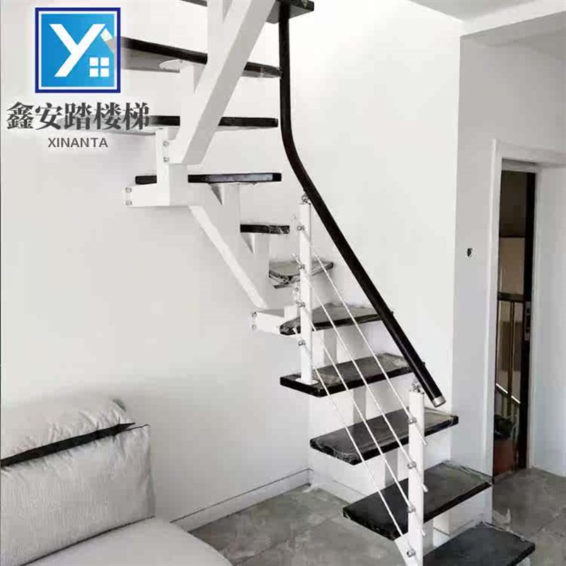 斜梁楼梯 d整体楼梯室内复式阁楼旋转楼梯 斜梁实木楼梯