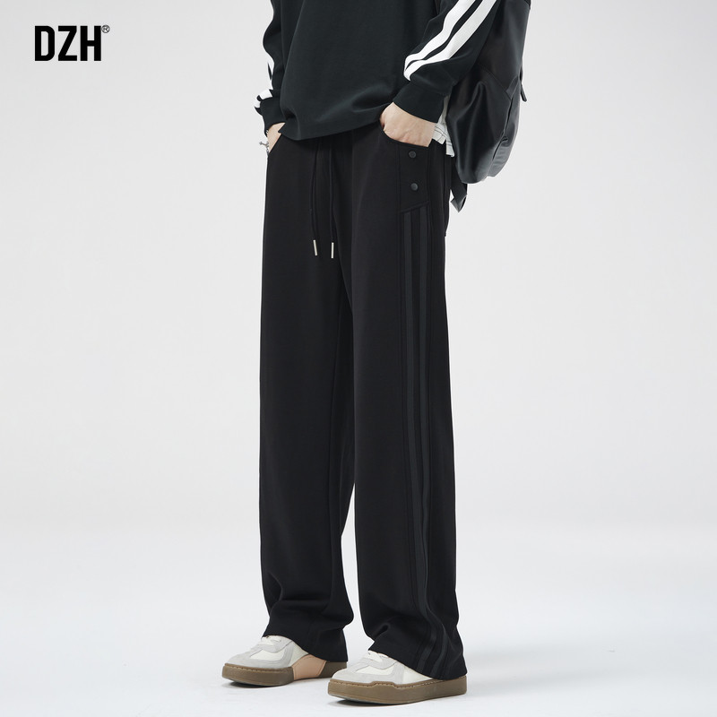 男士休闲运动裤男款春秋卫裤男潮牌黑色显瘦裤子直筒宽松美式长裤