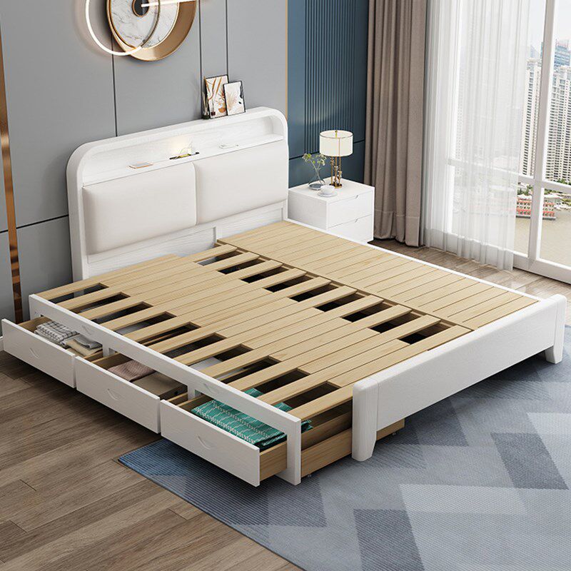 实木床伸缩抽拉床儿童o小户型推拉储物拼接床现代简约拖床子母拖