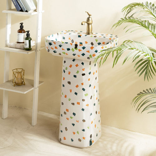 户外洗手盆庭院彩色一体式立柱台盆阳台小户型洗手漱台室外洗手池