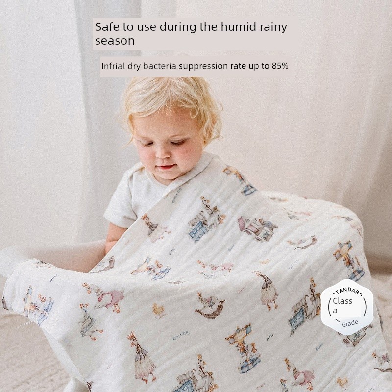 满喜婴儿纱布浴巾纯棉婴儿新生儿婴儿浴巾超软连帽斗篷浴袋包