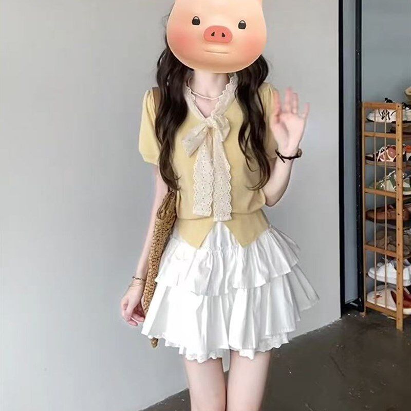 夏季韩里韩气穿搭温柔风气质小个子独特绝美漂亮上衣裙子两件套装