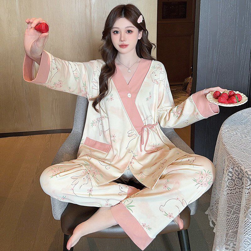 月子服纯棉春秋产后3月份4孕妇睡衣夏季薄款喂奶哺乳期产妇家居服