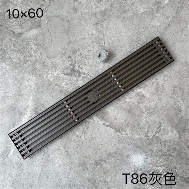 枪灰色304不锈钢10x60地漏防臭封口盖卫生间浴室洗衣机下水道长条