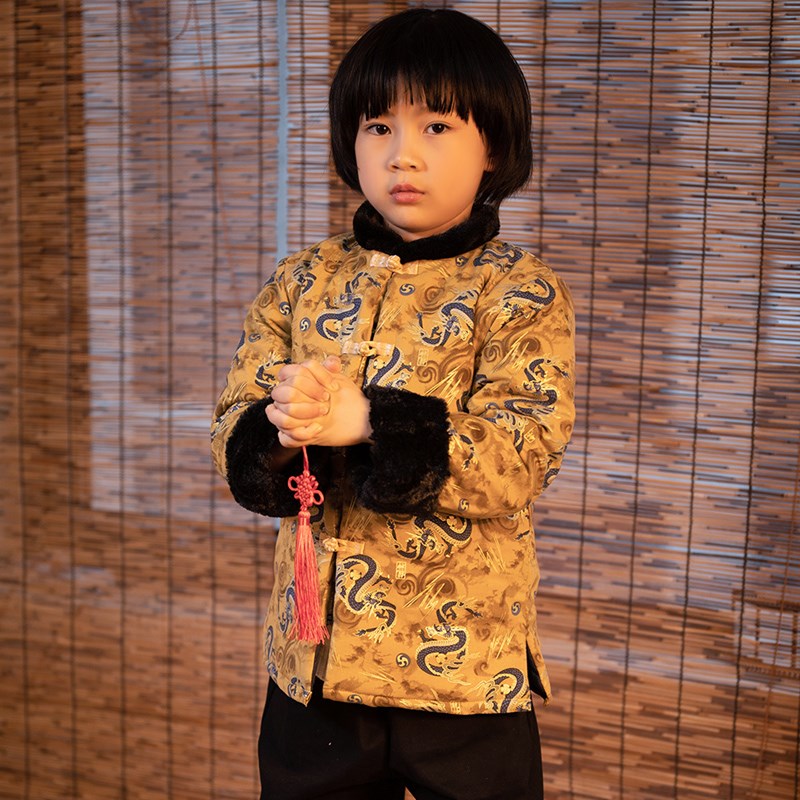 柚儿男童唐装宝宝中国风拜年服棉袄龙年儿童汉服洋气新年装秋冬季