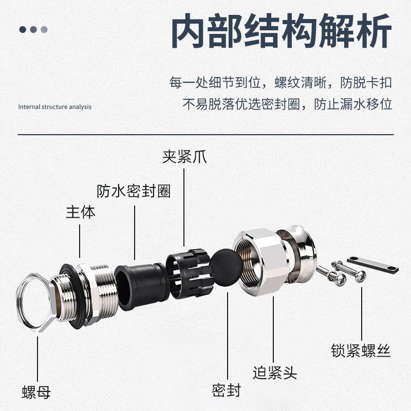 电缆抗拉力304不锈钢喇z叭口双锁紧防水接头密封填料函