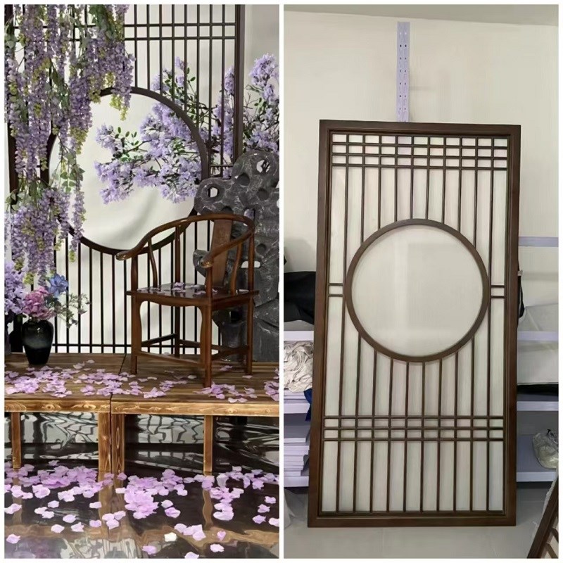 仿古门窗实木花格木雕中式客厅玄关隔断古风摄影道具实木门窗屏风