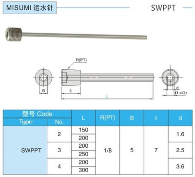 厂家供应MISUMI模具冷却管C-WCPPT/WCP2/3/4/6/8/10运水管 冷却针