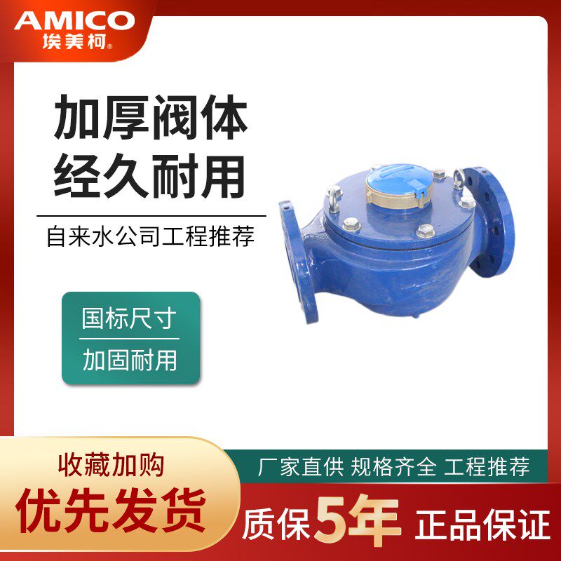 正品埃美柯LXSY铁壳全液封法兰南瓜表大肚子加长冷水机械水表077