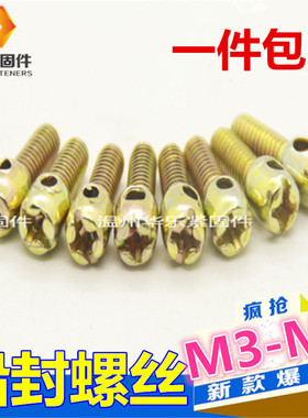 铅封螺丝 电表螺丝 封表螺钉 带孔螺丝M3 M4 M5 M6 铅封钉 镀锌