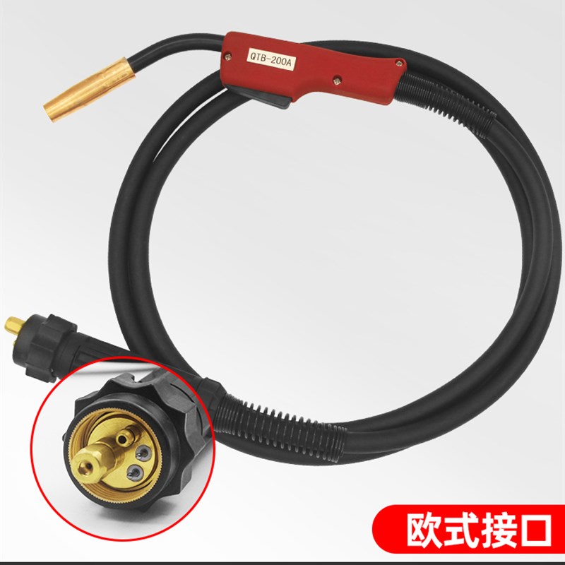 二保焊枪200A/350A欧式二氧化碳气保焊机焊枪配件总成焊把线5米