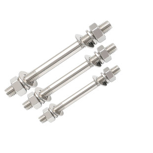 不锈钢304双头螺丝螺母套装 组合两头牙螺栓丝杆螺杆弹平垫M6M8M10