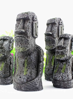 复活节岛石人像鱼缸造景装饰树脂爬虫观赏鱼摆件摩艾石人神像Moai