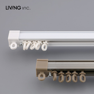LIVING inc.窗帘轨道飘窗阳台滑道导轨单双顶可弯曲铝合金轨拐弯