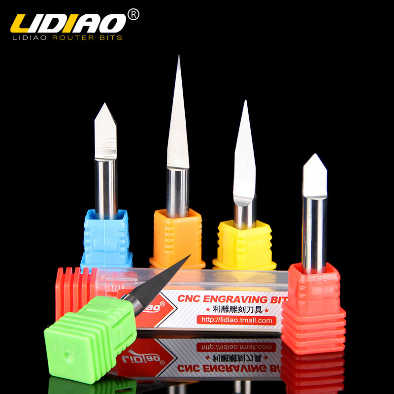 Lidiao/利雕钨钢4mm平底尖刀数控刀具锥度雕刻机刀头木工雕刻刀头