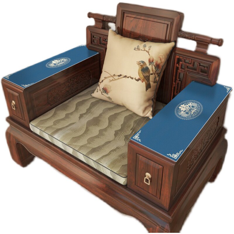 中式老式单人位实木沙发大扶手垫盖巾双人位盖布搭巾X一对防滑单