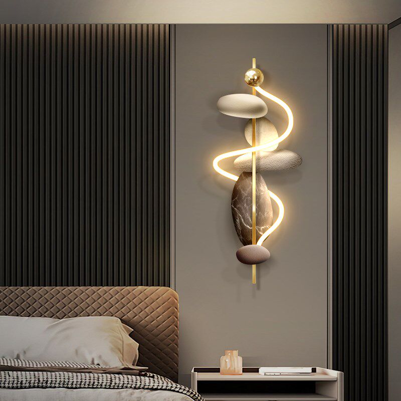 石来运转b客厅格栅装饰挂件画电视背景墙高级感壁灯画卧室床头挂